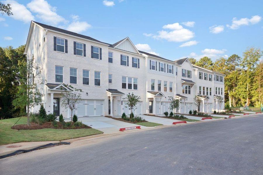 Front exterior of a new home in Somerset at Veterans Memorial, Mableton, GA, highlighting curb appeal (Image 26).