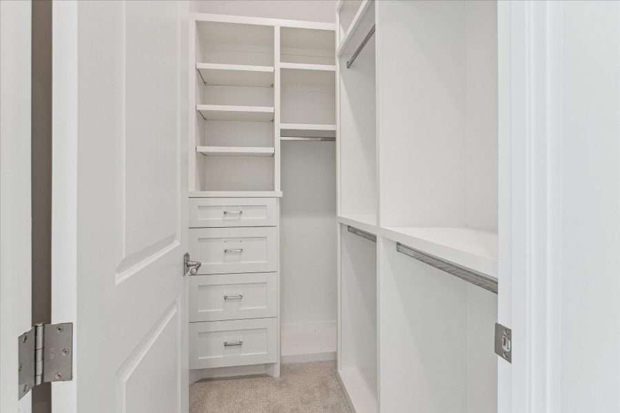 All secondary bedrooms have generously-sized closets with space for hanging, as well as drawers and shelving.