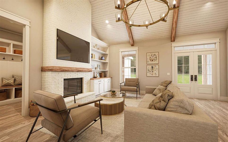 Vaulted ceilings with large windows for all that natural light to shine through your new home!