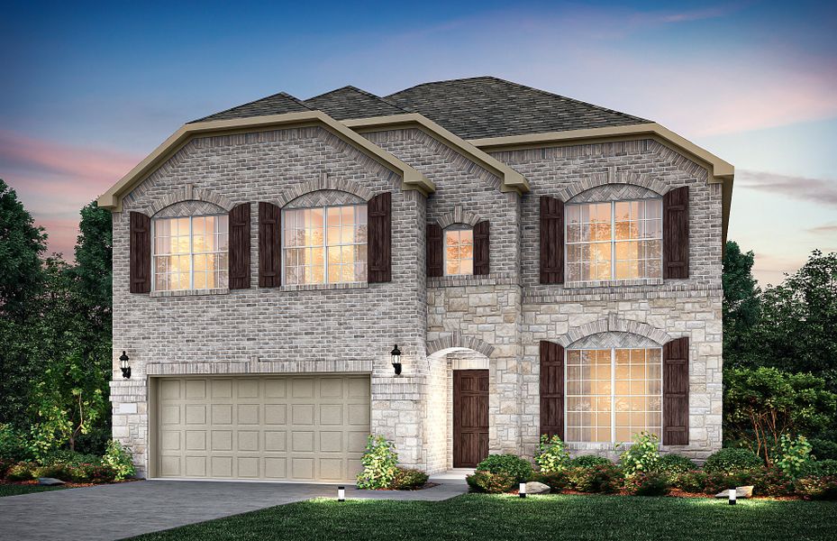 The Caldwell, a two-story home with 2-car garage, shown as Home Exterior C