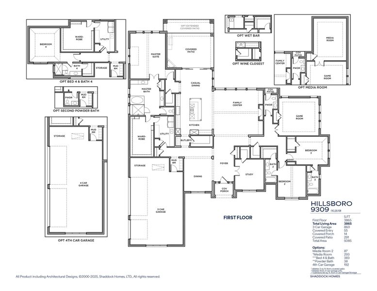 2D floor plan layout for the Hillsboro - SH 9309 by Shaddock Homes in Whitestone Estates, Parker, TX (Image 3). 2D floor plan layout for the Hillsboro - SH 9309 by Shaddock Homes in Whitestone Estates, Parker, TX (Image 3).