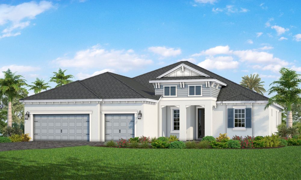 Representative exterior photo of a completed home built from the Savannah 2 by Neal Communities in SkySail, Naples, FL (Image 20).