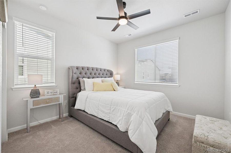 Bedroom 2, ceiling fan with light, wall closet Bedroom 2, ceiling fan with light, wall closet