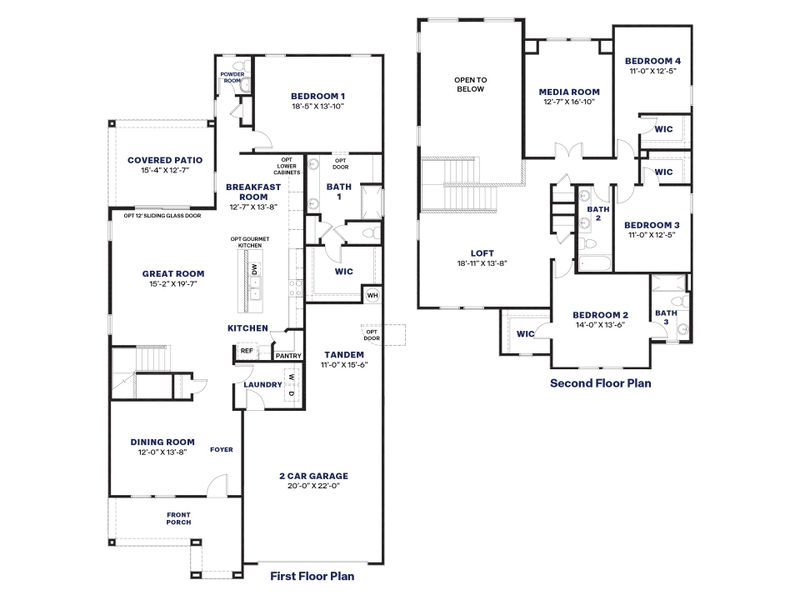 2D floor plan layout for the Phoenician by D.R. Horton in The Ridge at Stone Butte, Phoenix, AZ (Image 5).