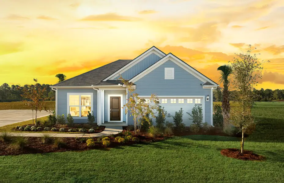Front exterior of a new home in Waterways, Richmond Hill, GA, highlighting curb appeal (Image 1). Front exterior of a new home in Waterways, Richmond Hill, GA, highlighting curb appeal (Image 1).