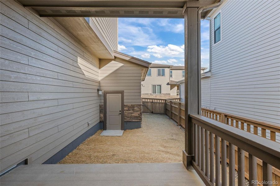 Exterior details and patio area of a home in Painted Prairie, Aurora (Image 21). Exterior details and patio area of a home in Painted Prairie, Aurora (Image 21).