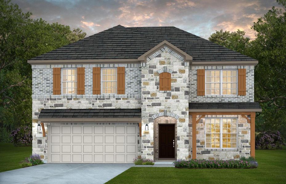 Representative exterior photo of a completed home built from the Caldwell by Pulte Homes in Davis Ranch, San Antonio, TX (Image 22).