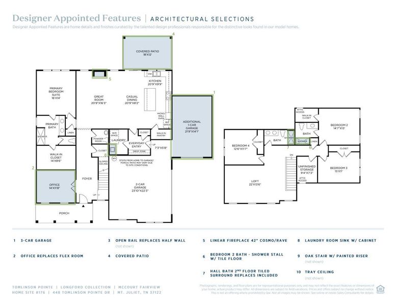 2D floor plan layout of this home in Tomlinson Pointe - Longford Collection, Mount Juliet, TN (Image 4).