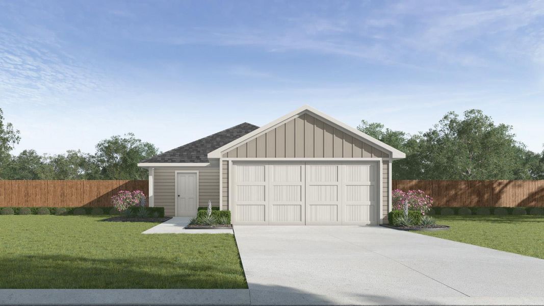 Front exterior of a new home in Ladera, Luling, TX, highlighting curb appeal (Image 1). Front exterior of a new home in Ladera, Luling, TX, highlighting curb appeal (Image 1).