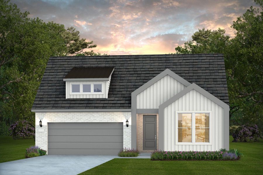 Front exterior of a new home in Sun City Texas, Georgetown, TX, highlighting curb appeal (Image 22). Front exterior of a new home in Sun City Texas, Georgetown, TX, highlighting curb appeal (Image 22).