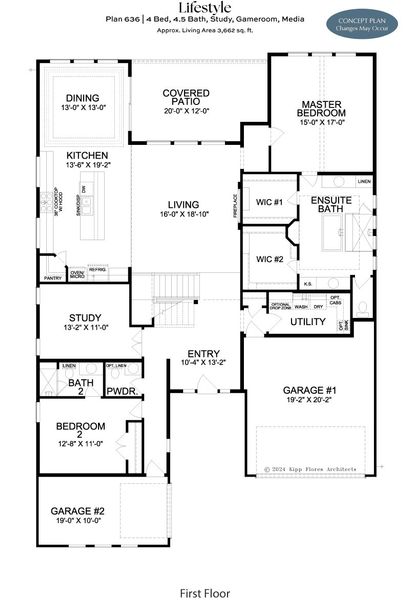 2D floor plan layout for the L636 by Lifestyle Homes in Heritage Series 64s, Frisco, TX (Image 3). 2D floor plan layout for the L636 by Lifestyle Homes in Heritage Series 64s, Frisco, TX (Image 3).