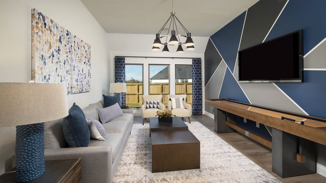 Representative furnished interior of a home built from the 3578W by Perry Homes in Lakes of Cane Island, Katy (Image 7).