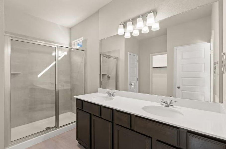 Primary Bath with Dual Vanities & Walk-in Shower