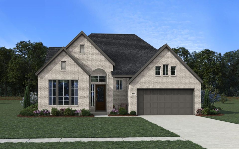 Representative exterior photo of a completed home built from the Brenner by Chesmar Homes in Buffalo Crossing, Cibolo, TX (Image 5). Representative exterior photo of a completed home built from the Brenner by Chesmar Homes in Buffalo Crossing, Cibolo, TX (Image 5).