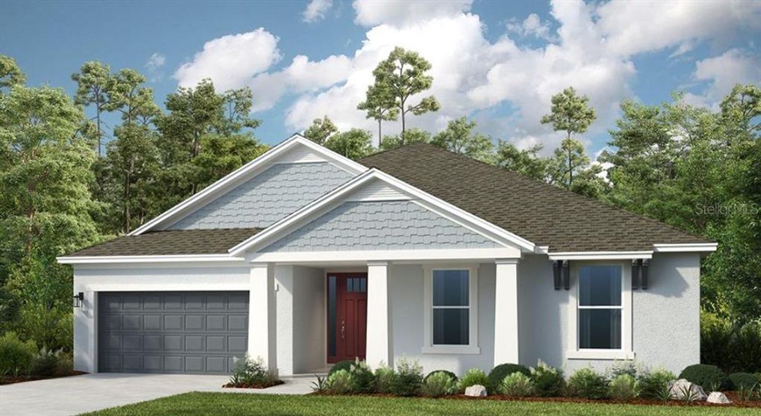 Front exterior of a new home in The Cove at West Port, Port Charlotte, FL, highlighting curb appeal (Image 2). Front exterior of a new home in The Cove at West Port, Port Charlotte, FL, highlighting curb appeal (Image 2).