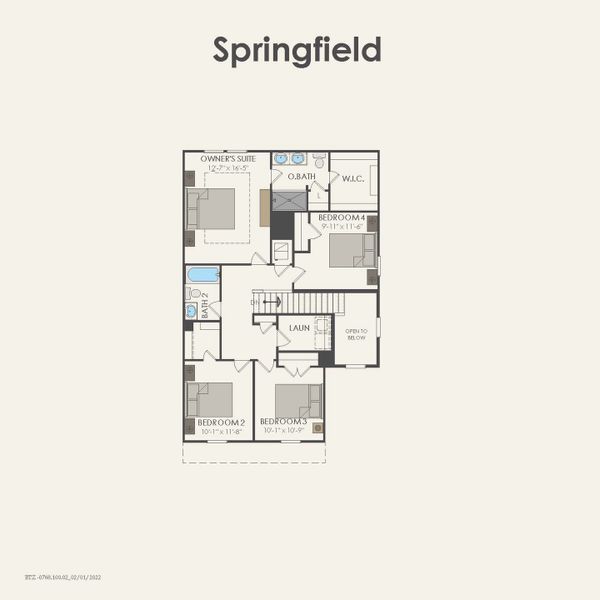 2D floor plan layout for the Springfield by Centex in Arboretum Estates, Terrell, TX (Image 3).
