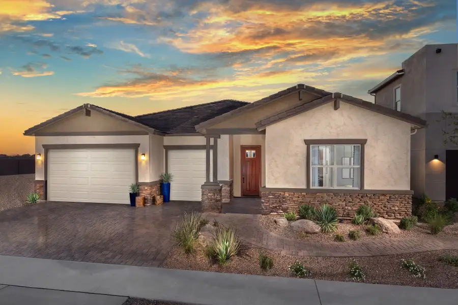 Representative exterior photo of a completed home built from the Kelly by Mattamy Homes in Empire Pointe, Queen Creek, AZ (Image 26).