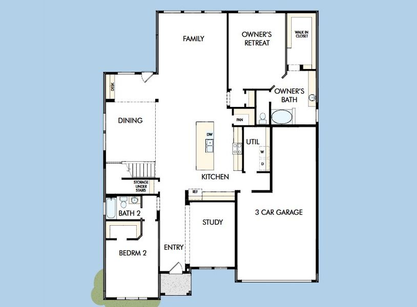 2D floor plan layout for the The Beckton by David Weekley Homes in Escondido - Overlook Collection, Magnolia, TX (Image 4).