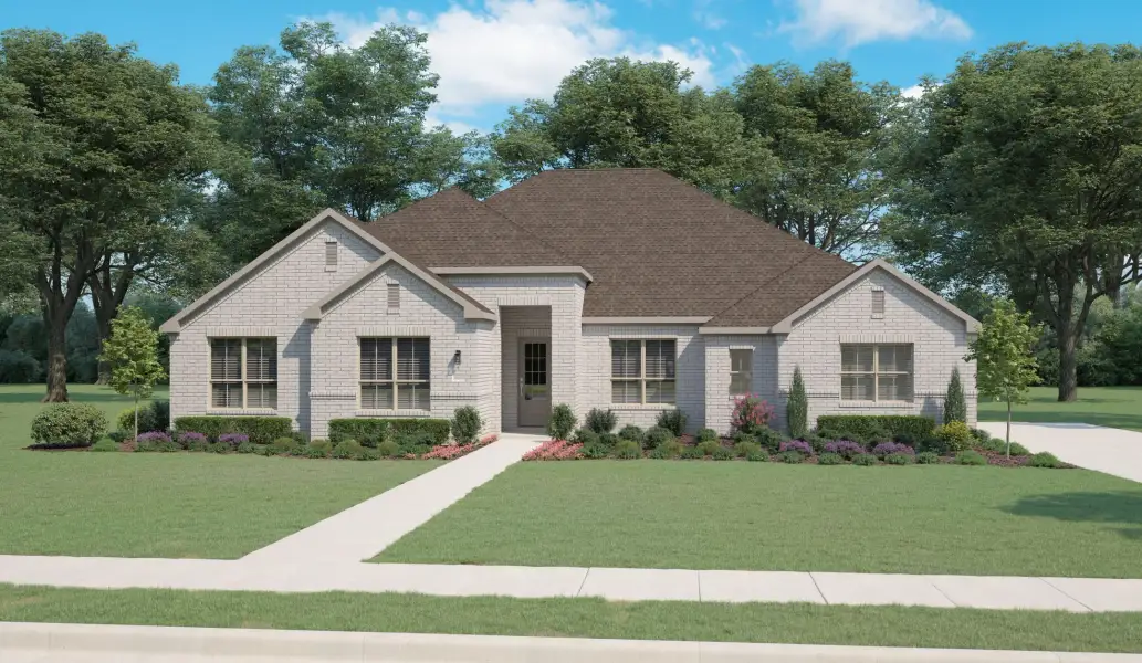 Representative exterior photo of a completed home built from the Halsted by Centre Living Homes in Ellis Ranch Manors, Waxahachie, TX (Image 5). Representative exterior photo of a completed home built from the Halsted by Centre Living Homes in Ellis Ranch Manors, Waxahachie, TX (Image 5).