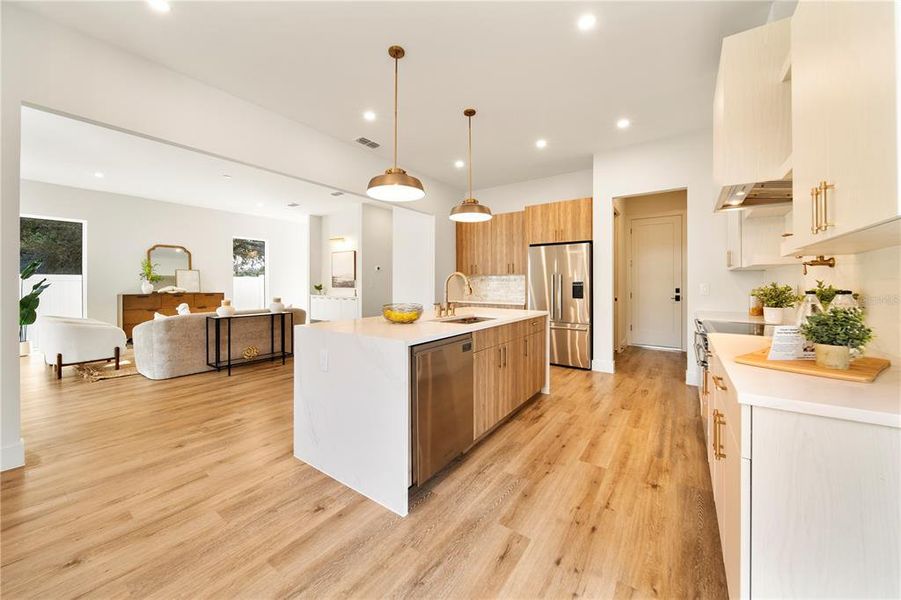 Waterfall Kitchen Island