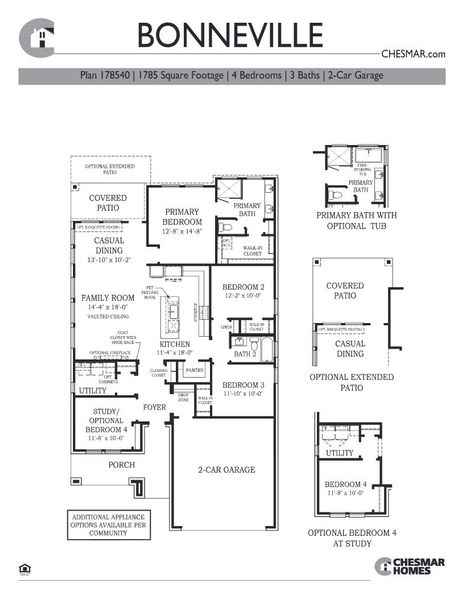 2D floor plan layout for the Bonneville 50′ Lot by Chesmar Homes in Beacon Point, Texas City, TX (Image 3). 2D floor plan layout for the Bonneville 50′ Lot by Chesmar Homes in Beacon Point, Texas City, TX (Image 3).