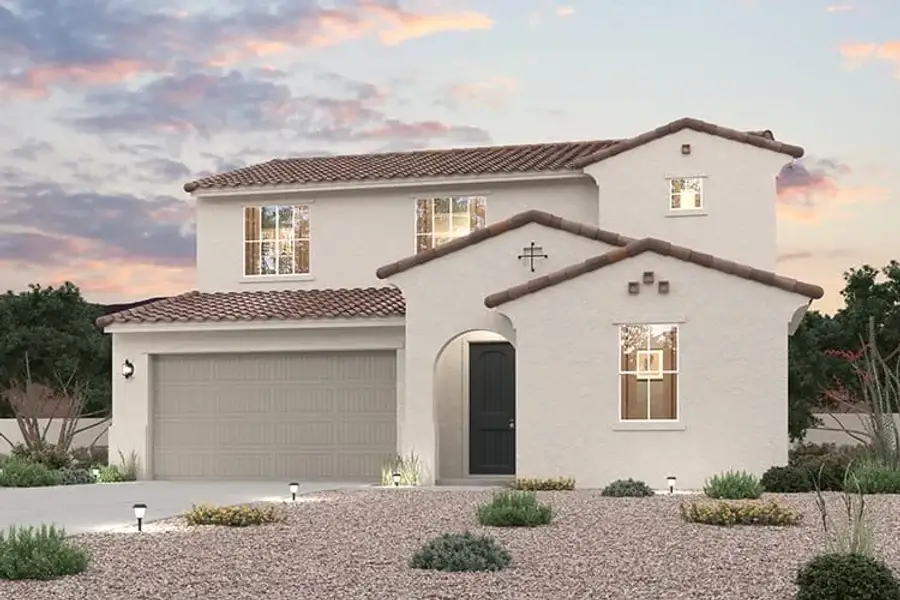 Front exterior of a new home in North Copper Canyon, Surprise, AZ, highlighting curb appeal (Image 1). Front exterior of a new home in North Copper Canyon, Surprise, AZ, highlighting curb appeal (Image 1).