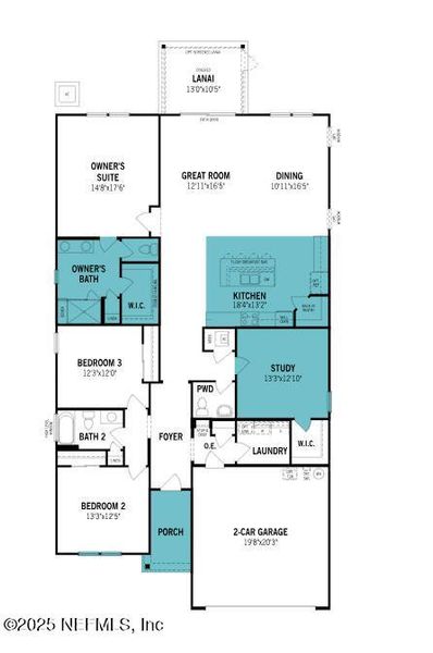 2D floor plan layout of this home in Lakes at Bella Lago, Green Cove Springs, FL (Image 2). 2D floor plan layout of this home in Lakes at Bella Lago, Green Cove Springs, FL (Image 2).