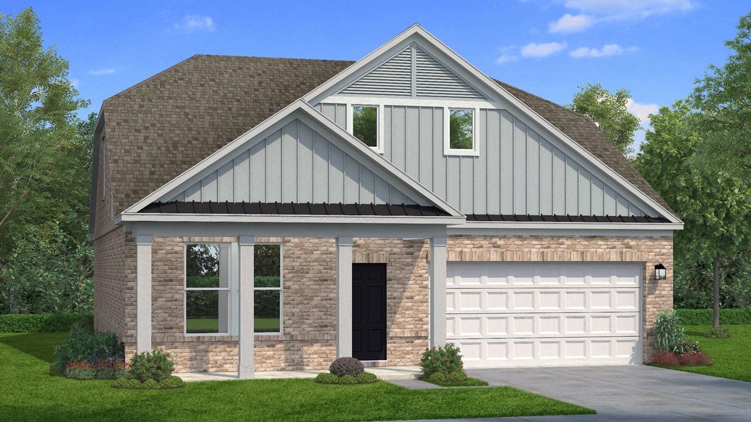 Representative exterior photo of a completed home built from the Greenwich by DRB Homes in Weavers Pointe, Zebulon, NC (Image 6).