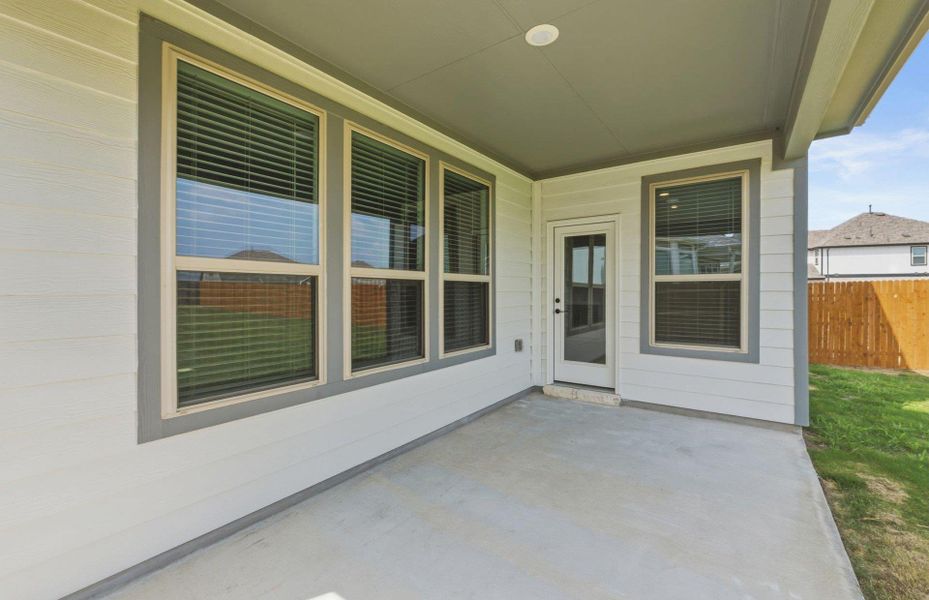 Exterior details and patio area of a home in Santa Rita Ranch, Liberty Hill (Image 3). Exterior details and patio area of a home in Santa Rita Ranch, Liberty Hill (Image 3).