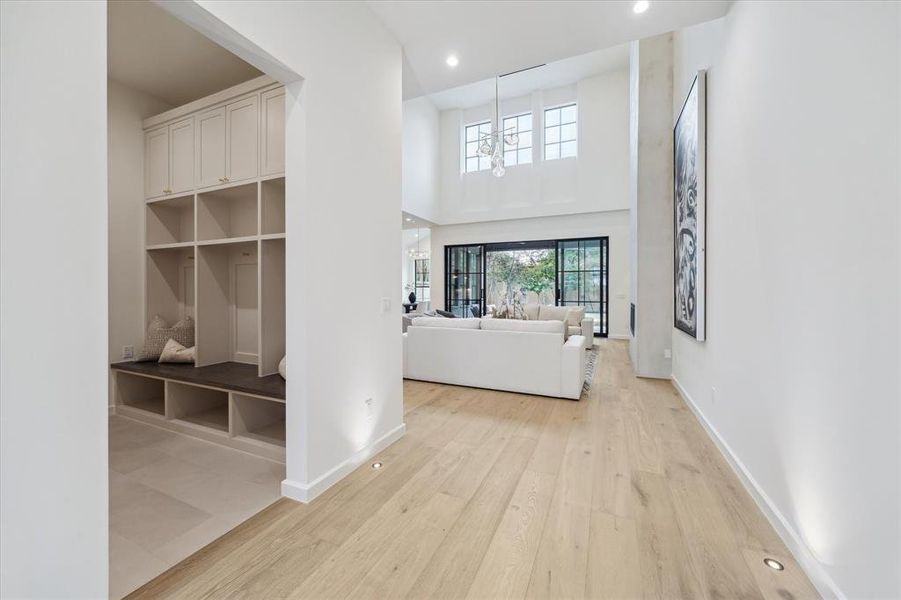 Mudroom just off the oversized two car garage.