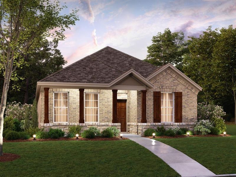 Front exterior of a new home in Tarrytown, Crowley, TX, highlighting curb appeal (Image 2).