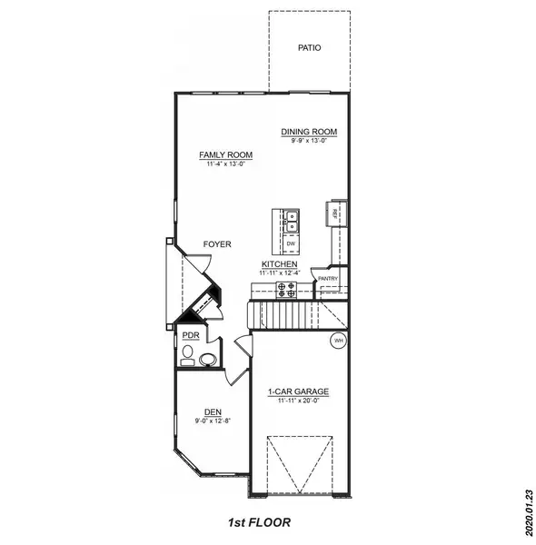2D floor plan layout of this home in The Townes at Stonecrest, Hendersonville, NC (Image 4).