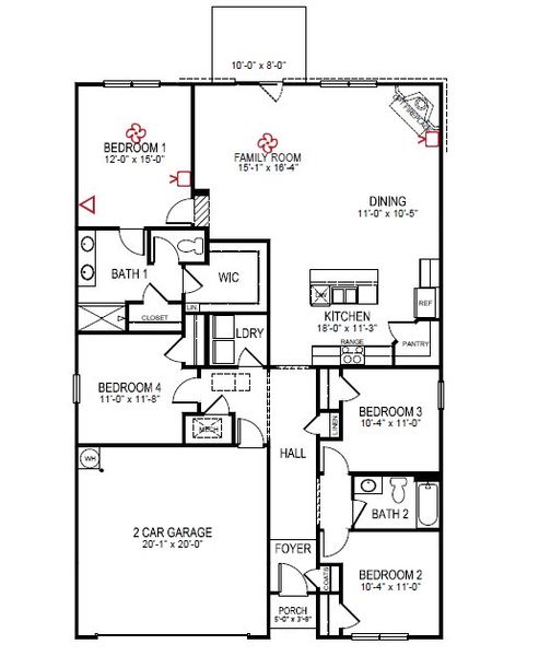 2D floor plan layout for the Cali by D.R. Horton in Prairie Pass, Apison, TN (Image 3).