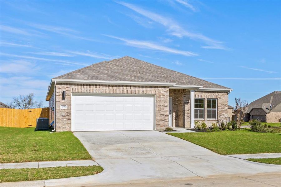 Front exterior of a new home in MiraVerde, Crowley, TX, highlighting curb appeal (Image 1). Front exterior of a new home in MiraVerde, Crowley, TX, highlighting curb appeal (Image 1).