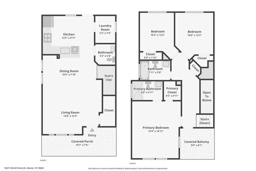 2D floor plan layout of this home in Whisper Valley, Manor, TX (Image 5).
