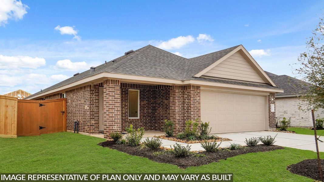 Front exterior of a new home in Sunterra, Katy, TX, highlighting curb appeal (Image 16).