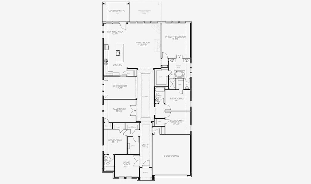 2D floor plan layout of this home in Hidden Canyon 55', San Antonio, TX (Image 3).