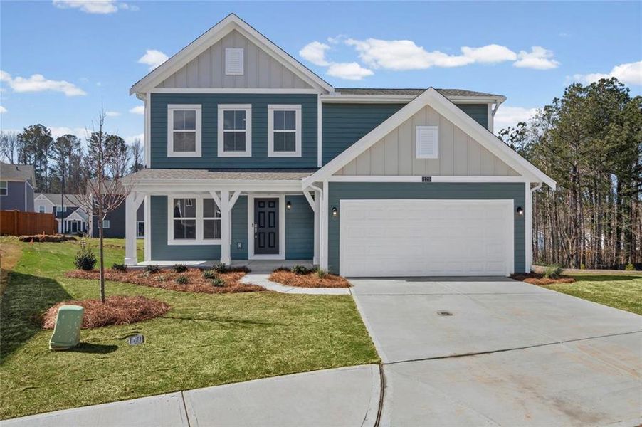 Front exterior of a new home in Sage Woods, Dallas, GA, highlighting curb appeal (Image 18).