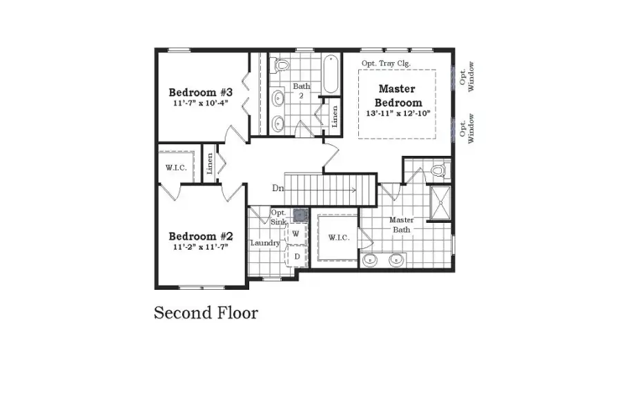2D floor plan layout for the The Winslow by Norfolk Homes in Offsite Builds Southern Michigan, Ann Arbor, MI (Image 6).