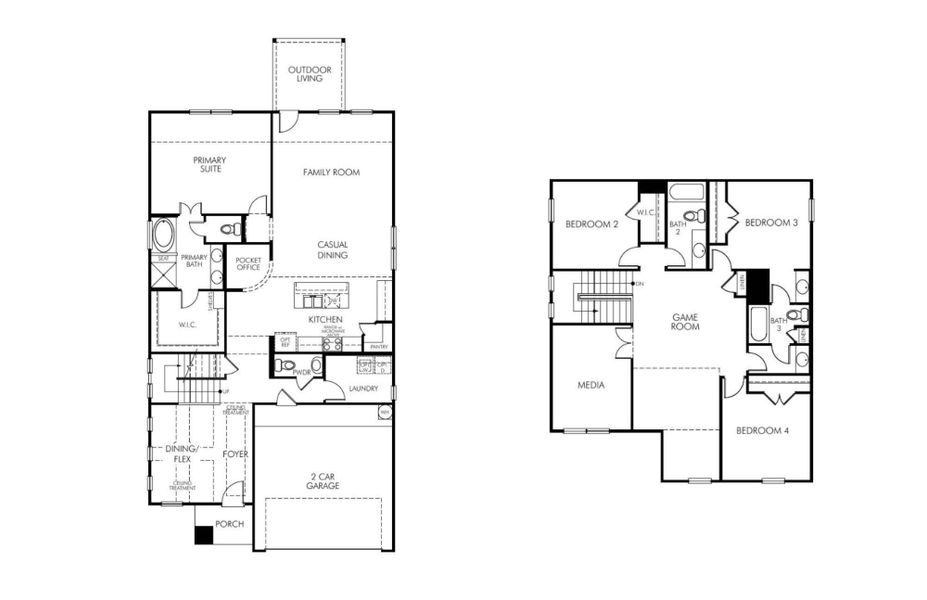 2D floor plan layout of this home in Sundance Cove - Premier Series, Crosby, TX (Image 5).