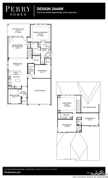 2D floor plan layout of this home in Ladera 45', San Antonio, TX (Image 2).