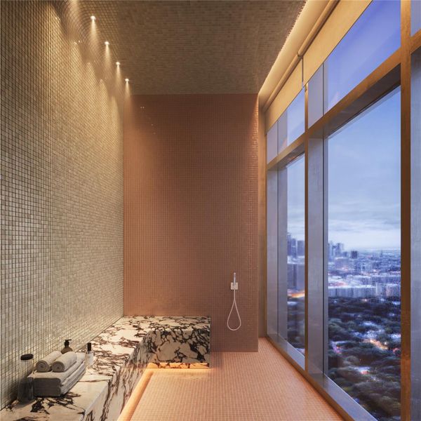 The Signature Spa and wellness center—set against the magnificent backdrop of the city's panorama—features private treatment rooms, separate steam rooms, plunge pool, and windowed saunas overlooking the horizon.