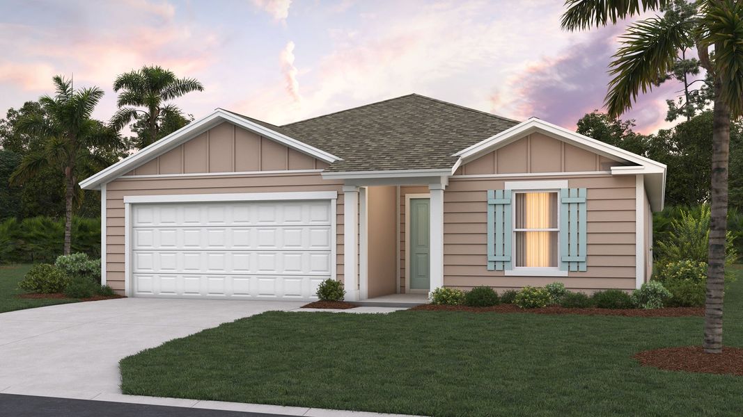 Representative exterior photo of a completed home built from the Aria by D.R. Horton in Sawmill Branch Express, Palm Coast, FL (Image 2).