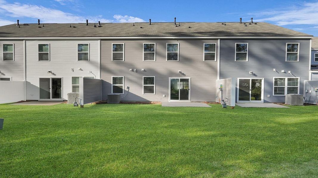 Exterior details and patio area of a home in Pine Hills Townhomes at Cane Bay, Summerville (Image 16). Exterior details and patio area of a home in Pine Hills Townhomes at Cane Bay, Summerville (Image 16).