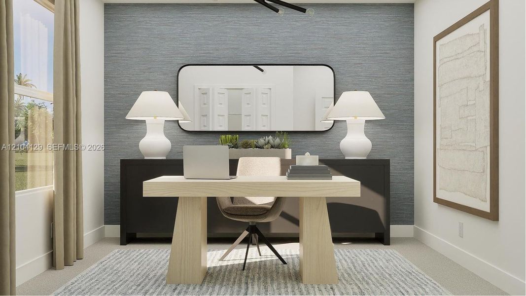 The sole bedroom on the first floor, this flexible space works well as a studio, lounge or home office, as shown here. The sole bedroom on the first floor, this flexible space works well as a studio, lounge or home office, as shown here.