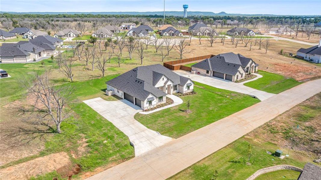 Aerial perspective of suburban area Aerial perspective of suburban area