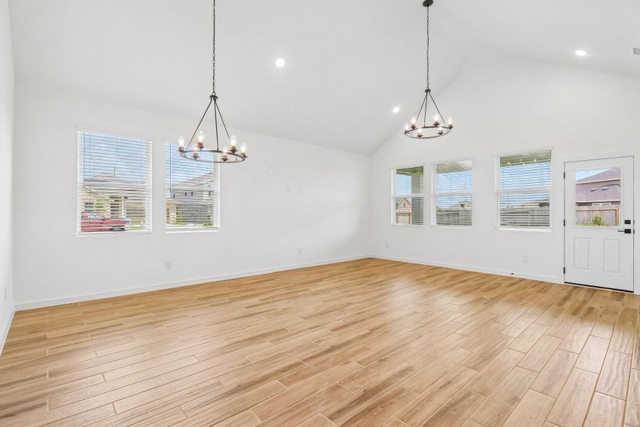 Bright and airy living area with vaulted ceilings