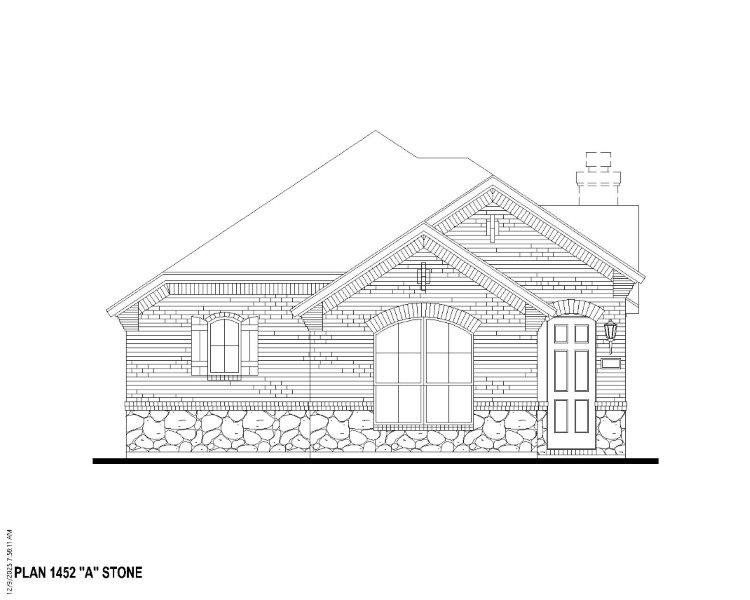 Plan 1452 Elevation A w/ Stone Plan 1452 Elevation A w/ Stone