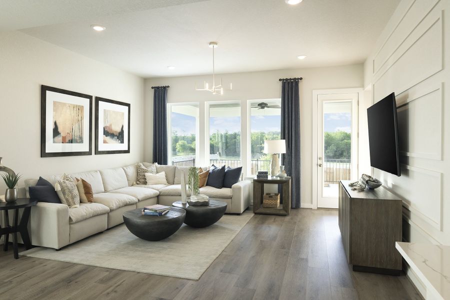 Representative furnished interior of a home built from the Quinley by Scott Felder Homes in Prominence, San Antonio (Image 17).