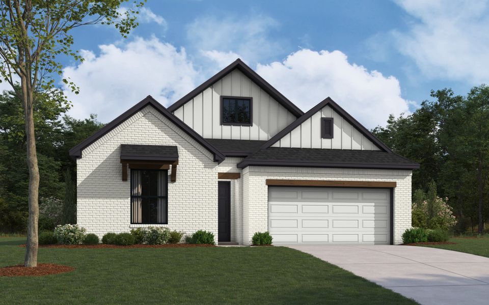 Representative exterior photo of a completed home built from the Lakeway II by William Ryan Homes in Wildflower Ranch, Fort Worth, TX (Image 1).